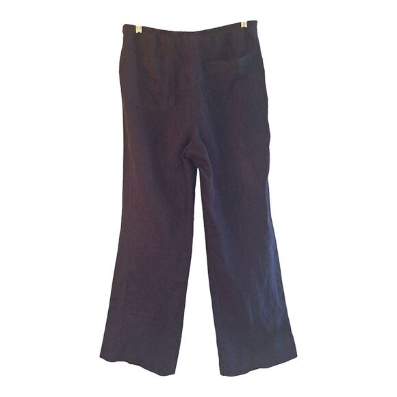 Chico's 100% Linen Pant Black Pull On Wide Leg Back Pockets size 1 S 8 10 Long - Picture 7 of 16